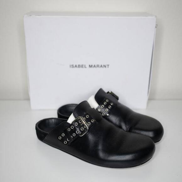 Isabel Marant Shoes - Isabel Marant Mirvin Mule Black Leather Eyelets Grommet Slip On Edgy SZ 7 US